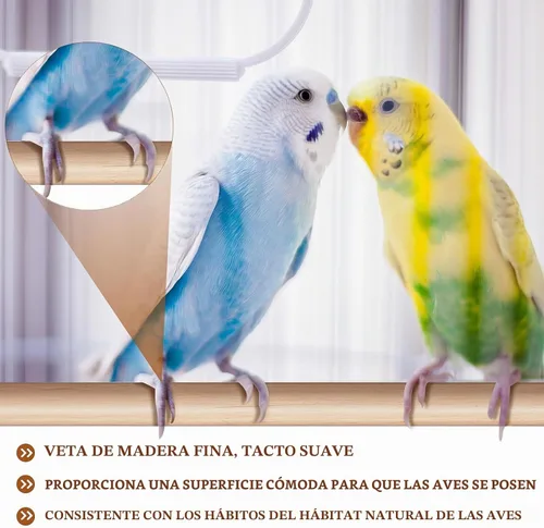 Vista 4 de Sintuff 8 perchas para pájaros para accesorios de jaulas, varillas de madera de repuesto con ranuras de doble cabeza, soporte de madera natural
