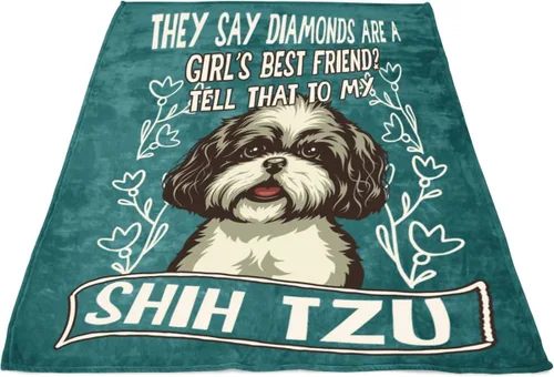 Vista 3 de Manta de forro polar suave con texto en inglés "I Love Dog", manta My Shih Tzu para cama y sofá (manta de forro polar grande (80 x 60 pulgadas)