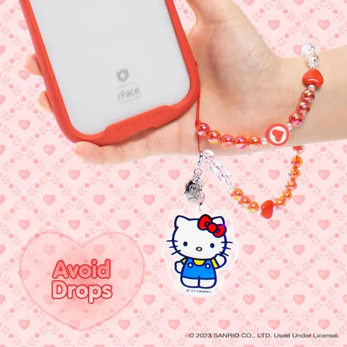 Vista 4 de iFace Hello Kitty - Correa de muñeca con cuentas y figura de Hello Kitty AirPods de 1ª/2ª generación con mosquetón