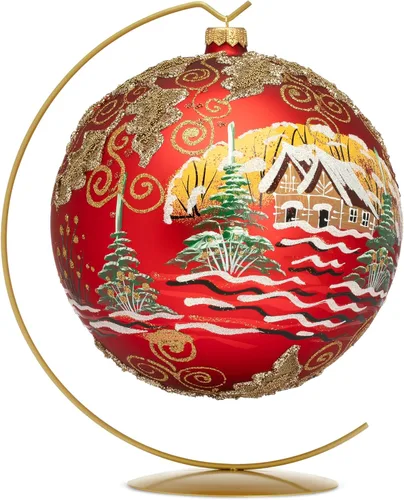 Vista 19 de Adorno de Navidad de Polish Gallery, Explosión Invernal, Bola de Vidrio Soplado (Oro, 6-pulgadas Ø/150mm)