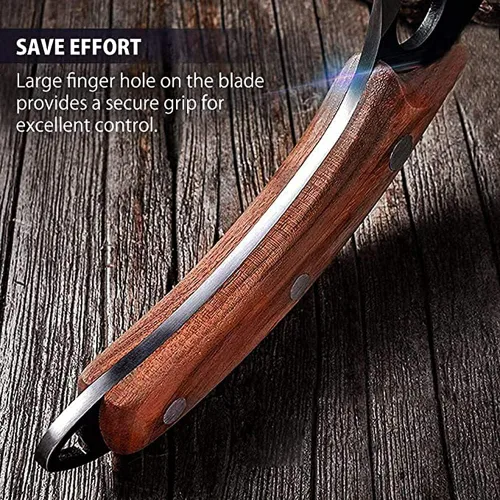 Vista 5 de Kitory Cuchillo de carnicero para cortar carne, cuchillo vikingo forjado a mano con mango ergonómico de madera, cuchillo de chef chino de acero