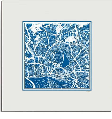 Vista 45 de O3 Design Studio Mapa de corte de papel de París, color negro mate, 20 x 20 pulgadas, arte en papel