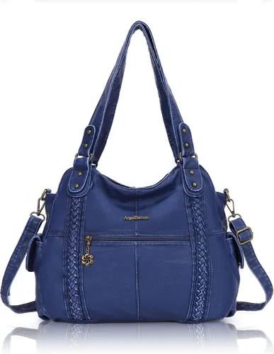 Vista 60 de Angel Barcelo - Bolsa de hombro amplia para mujer, diseño Hobo, cuero lavado