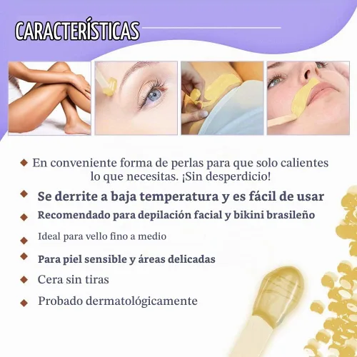 Vista 3 de Satin Smooth Cera de piedra de caléndula dorada Cera dura con aceite de árbol de té Ideal para todo tipo de piel y cabello grueso y persistente