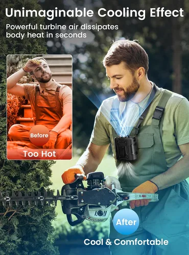 Vista 6 de Koonie Ventilador portátil con clip de cintura, ventilador personal con 100 niveles de velocidad, pantalones de clip con clip con flujo de aire