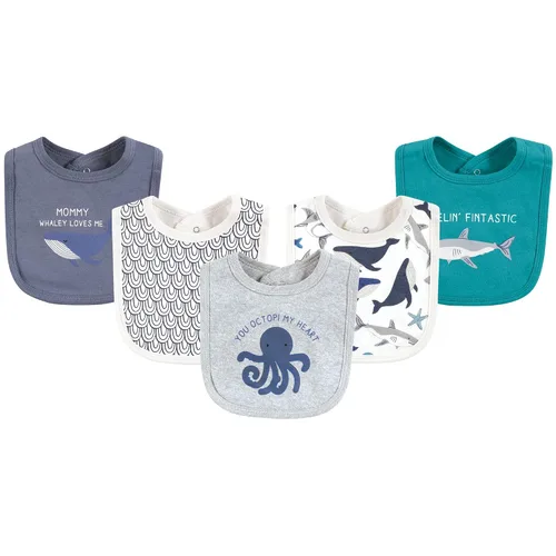 Vista 13 de Touched by Nature - Baberos unisex de algodón orgánico para bebé, cacahuete azul, talla única