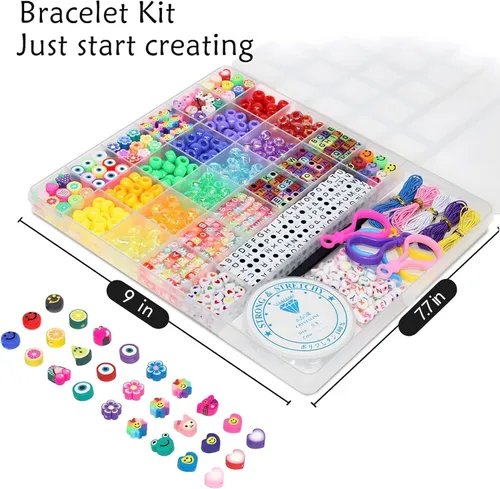 Vista 2 de LIS HEGENSA Kandi - Juego de cuentas de pony a granel, para hacer collares, joyas, trenzar el cabello, pulseras, cuentas de plástico