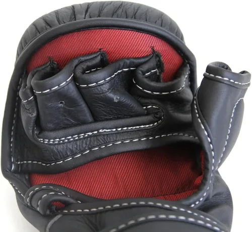 Vista 3 de SMAI Guantes híbridos de cuero MMA Sparring: cuero de primera calidad para Kickboxing, lucha en jaula, huelga, grappling, artes marciales