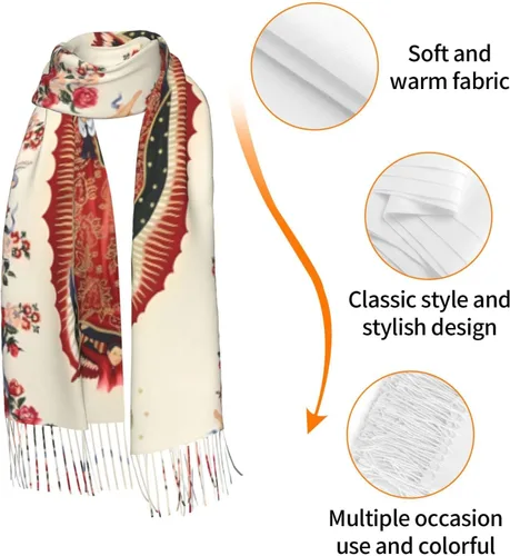 Vista 6 de Waygotee Our Lady Of Guadalupe Virgin Mary Soft Cashmere - Bufandas ligeras para mujer, chales grandes y envolturas de regalo de Navidad, o-12