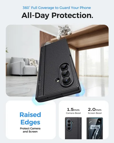 Vista 6 de BXYJY Funda para Samsung Galaxy Z Fold 7 con soporte, protector de pantalla frontal, protección de bisagra, delgada y resistente, cubierta dura
