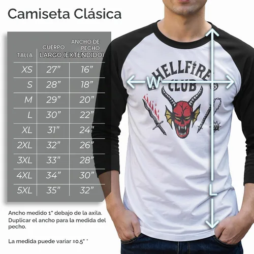 Vista 5 de Stranger Things Hellfire Club Raglan - Camiseta de béisbol para hombre, ajuste estándar