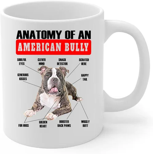 Vista 2 de Taza de café con diseño de anatomía de matón americano a rayas, divertida, taza de cerámica blanca de 11 onzas