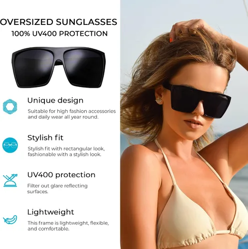 Vista 2 de grinderPUNCH Todas las gafas de sol negras Limo Dark Rectangular Flat Top Mob Oversized