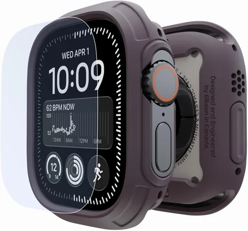 Vista 15 de elkson para Apple Watch Ultra de 49mm Series 3/2/1 Estuche con Parachoques y Protector de Pantalla de Vidrio Templado, Serie Quattro Max Resistente