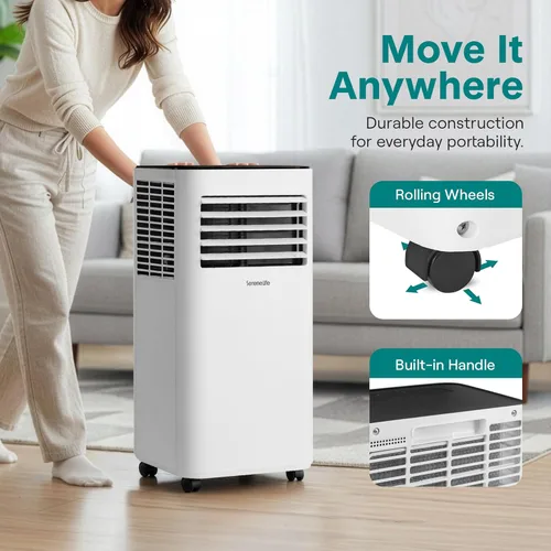 Vista 5 de SereneLife - Pequeño aire acondicionado portátil de 8,000 BTU con deshumidificador incorporado - Unidad de aire acondicionado portátil