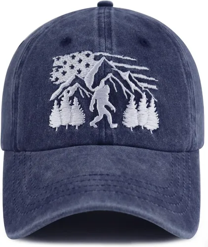 Vista 7 de Bigfoot Sombreros para hombres y mujeres, divertido gorro de béisbol ajustable de algodón lavado bordado salvaje pie grande Sasquatch