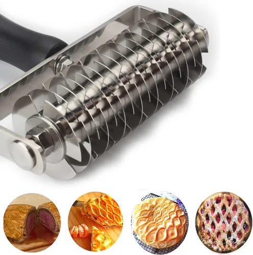 Vista 3 de Pastry Lattice Roller Cutter - EVNSIX Stainless Steel Professional Dough Lattice Top Pie Pizza Bread Pastry Crust Lattice Roller Cutter