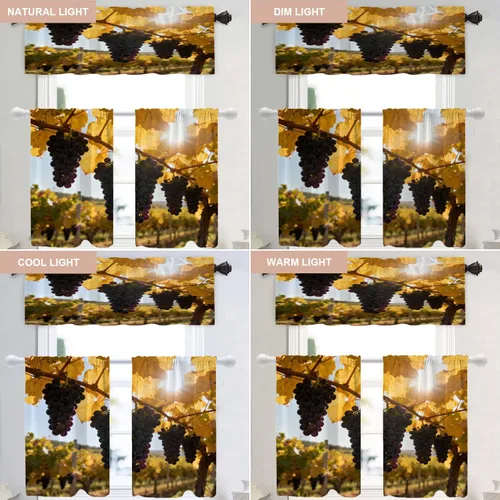 Vista 503 de Shrahala Orange Autumn Autumn Blackout Curtain Tiers, Fall Kitchen Valance Light Blocking Tier Drapes with Rod Pocket, 2 Pack 26 X 24 in