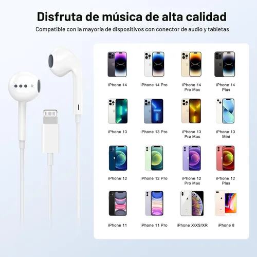 Vista 5 de [Certificado MFi de Apple] Auriculares con cable para iPhone, auriculares con micrófono integrado y control de volumen HiFi estéreo con reducción