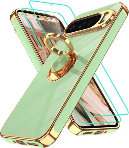 Vista 291 de Funda para Motorola Moto G 5G 2024: Funda Moto G Play 5G 2024 con 2 piezas de protectores de pantalla, soporte de anillo de rotación de 360°