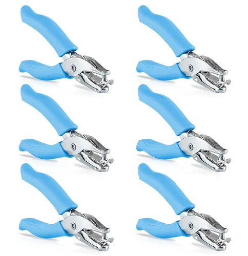 Vista 12 de Enday - Perforadora perforadora de agujeros de 1/4 pulgadas con asas de agarre suave para papel y manualidades, forma de círculo redondo, para niños