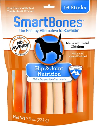 Vista 2 de SmartBones Chicken Dog Chews Hip Joint (16 palitos) y SmartSticks - Masticables para perros con mantequilla de maní (10 unidades)