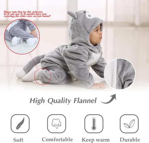 Vista 5 de TONWHAR Unisex-Baby Animal Onesie Costume Cartoon Animal Outfit Homewear Kids' One-Piece Rompers