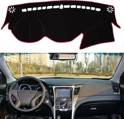 Vista 8 de para Hyundai Sonata 2011 2012 2013 2014 Funda para salpicadero, Funda para consola central, Alfombrilla para salpicadero, Protector de alfombra Negro