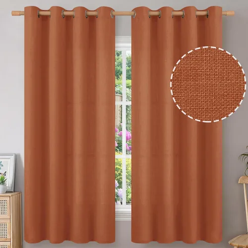 Vista 329 de BGment Cortinas de Lino Beige de 63 Pulgadas de Largo 2 Paneles - Tratamientos para Ventanas con Textura de Arpillera Filtrantes de Luz Cortinas B