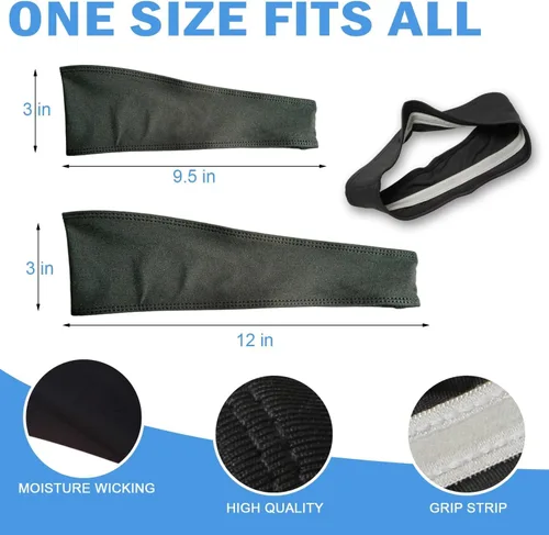 Vista 4 de Diadema negra de entrenamiento para mujer con agarre de silicona (paquete de 5) banda de sudor antideslizante para correr, ejercicio, gimnasio, yoga