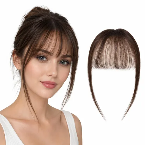 Vista 11 de Anemone - Cubrecabello humano de 10 pulgadas con flequillo francés para mujer, base de encaje para mujer, tuppe, ligero y lacio, parte media para 1b