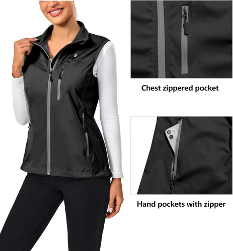 Vista 2 de Little Donkey Andy Chaleco Softshell ligero a prueba de viento para mujer, para golf, tenis, correr, ciclismo
