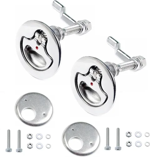 Vista 7 de Thorn Pestillo de leva de barco de acero inoxidable Marine Hatch Pull con placa trasera