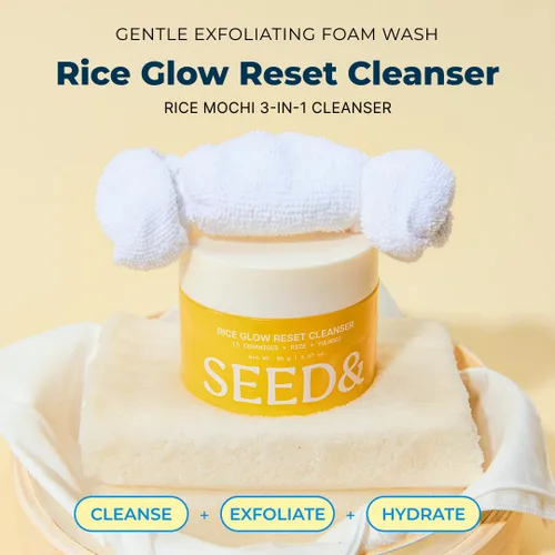 Vista 2 de Dr.Eve Seedlab Seed& Rice Glow Reset Cleanser - Gel facial de arroz coreano para exfoliación, limpieza profunda y cuidado de los poros, limpiador