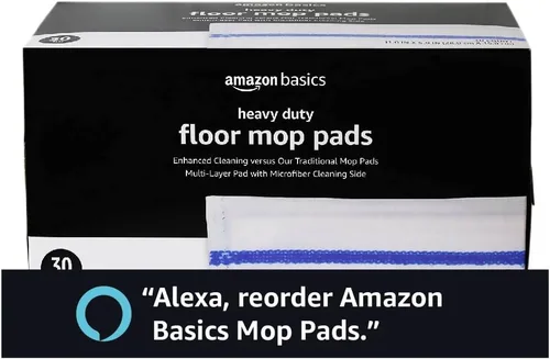 Vista 6 de Amazon Basics - Almohadillas de limpieza para suelo de alta resistencia con microfibra, compatibles con sistemas de fregado Swiffer WetJet, 30