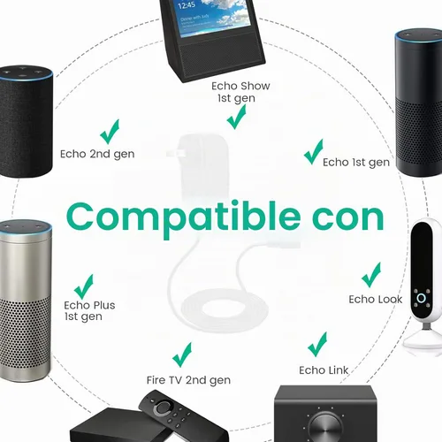 Vista 2 de Cable de alimentación de repuesto de 21 W para Alexa Echo Show 1ª generación, Echo 2ª generación Para Echo Plus (1ª generación), Fire TV