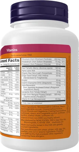 Vista 3 de Múltiples vitaminas para hombres Now Foods Adam, 241781, 1, 1