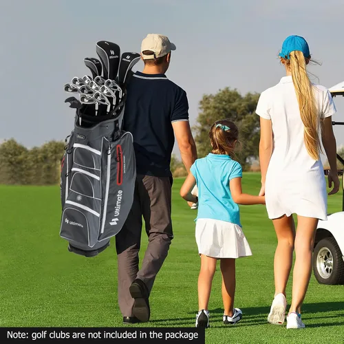 Vista 9 de Bolsa de carrito de golf Tangkula con divisores superiores de 15 vías, bolsa ligera para palos de golf con hueco individual para putter y 7 Gris