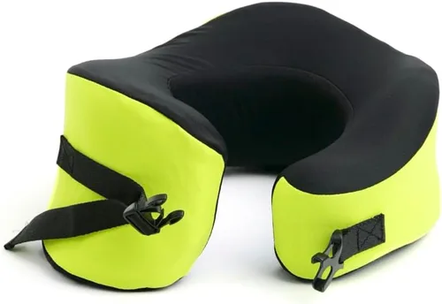 Vista 25 de C CUSHION LAB Almohada de viaje, galardonado diseño ergonómico patentado para mentón y cuello, almohada de espuma viscoelástica para el cuello Azul