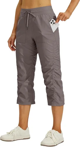 Vista 9 de Willit Womens Capri Pants Quick-Dry Hiking Pants Negro