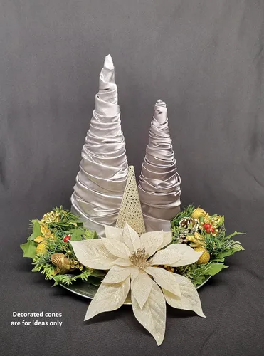 Vista 8 de Paper Mache Cone - Paquete variado de 3 unidades, 13.75 x 5, 10.63 x 4, 7 x 3 pulgadas.