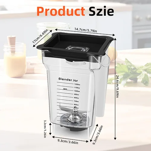 Vista 4 de Tarro de repuesto de 75 onzas compatible con licuadora Blendtec, jarra de contenedor que se adapta a todos los modelos de consumo y comerciales
