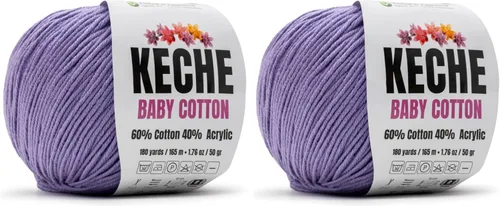 Vista 93 de Keche Hilo de Algodón, 60% Algodón 40% Hilo Acrílico, Hilo de Algodón Suave para Crochet y Tejer, Hilo Amigurumi 1 Madeja/Bola 1.76 Oz (50g) / 180