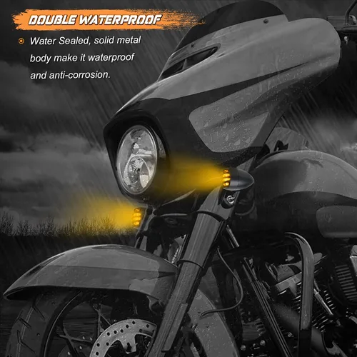 Vista 4 de Luces intermitentes NTHREEAUTO para motocicleta, faros intermitentes de LED, de aluminio y resistentes al agua, luces indicadoras universales