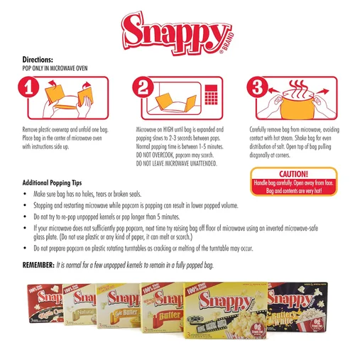 Vista 7 de Snappy Palomitas de maíz para microondas con mantequilla para cine y cine, 3.5 onzas, paquete de 48
