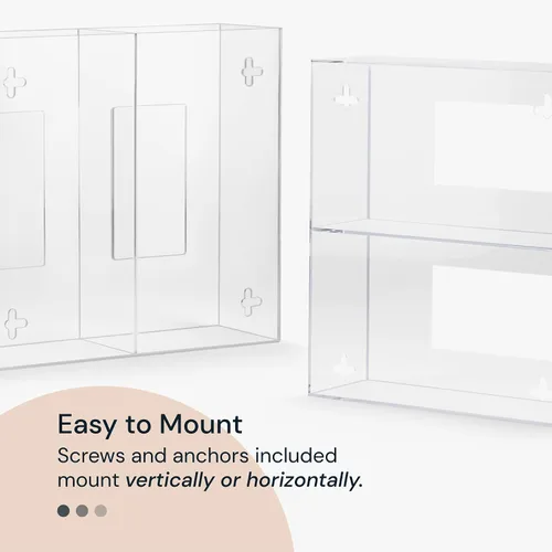 Vista 5 de Dispensador de guantes acrílicos SimplyImagine - Soporte para guantes para montaje en pared - Almacenamiento en pared de baño - Organizador