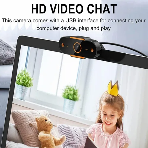 Vista 2 de Cámara web HD de 1080p con micrófono, enfoque automático rápido, gran angular de 110°, corrección de luz automática, cámara web USB para computadora