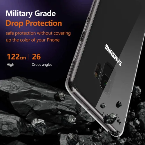 Vista 5 de Funda delgada para Samsung Galaxy S9, de silicona TPU flexible, suave, ligera, antiarañazos, absorción de golpes, transparente