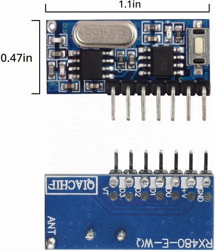 Vista 2 de QIACHIP Interruptor de control remoto inalámbrico de 433 MHz, mini receptor, código de aprendizaje integrado, decodificación 1527, salida de 4