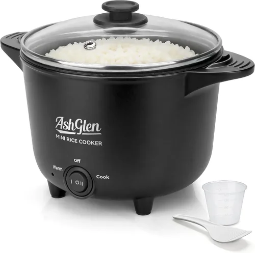 Vista 9 de AshGlen Arrocera pequeña de 2 tazas sin cocer / 4 tazas cocidas, mini olla eléctrica, mini olla eléctrica, olla arrocera de cerámica, vaporizador